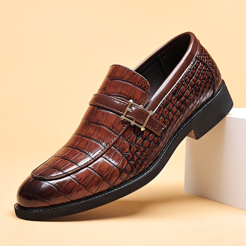 Men's Business Casual Oxford Shoes with Crocodile Pattern