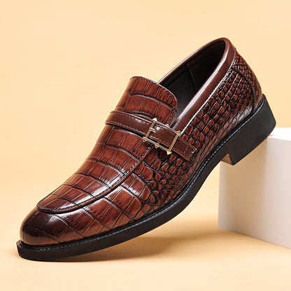 Men's Business Casual Oxford Shoes with Crocodile Pattern