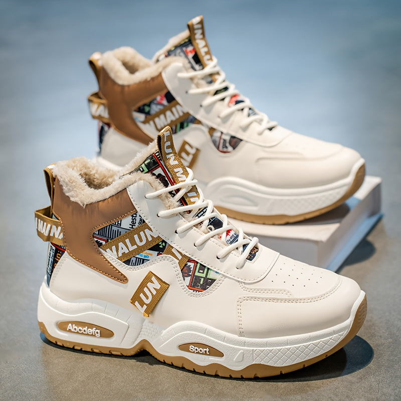 Men's Winter Snow Boots with Thick & Height Increase - Heavy-Duty PU Upper, -Absorbing PVC Sole, Lace-Up Ankle for Ice Traction - Outdoor Ice Skating,, Daily Use (Warm Mid-Calf/Ankle-High)