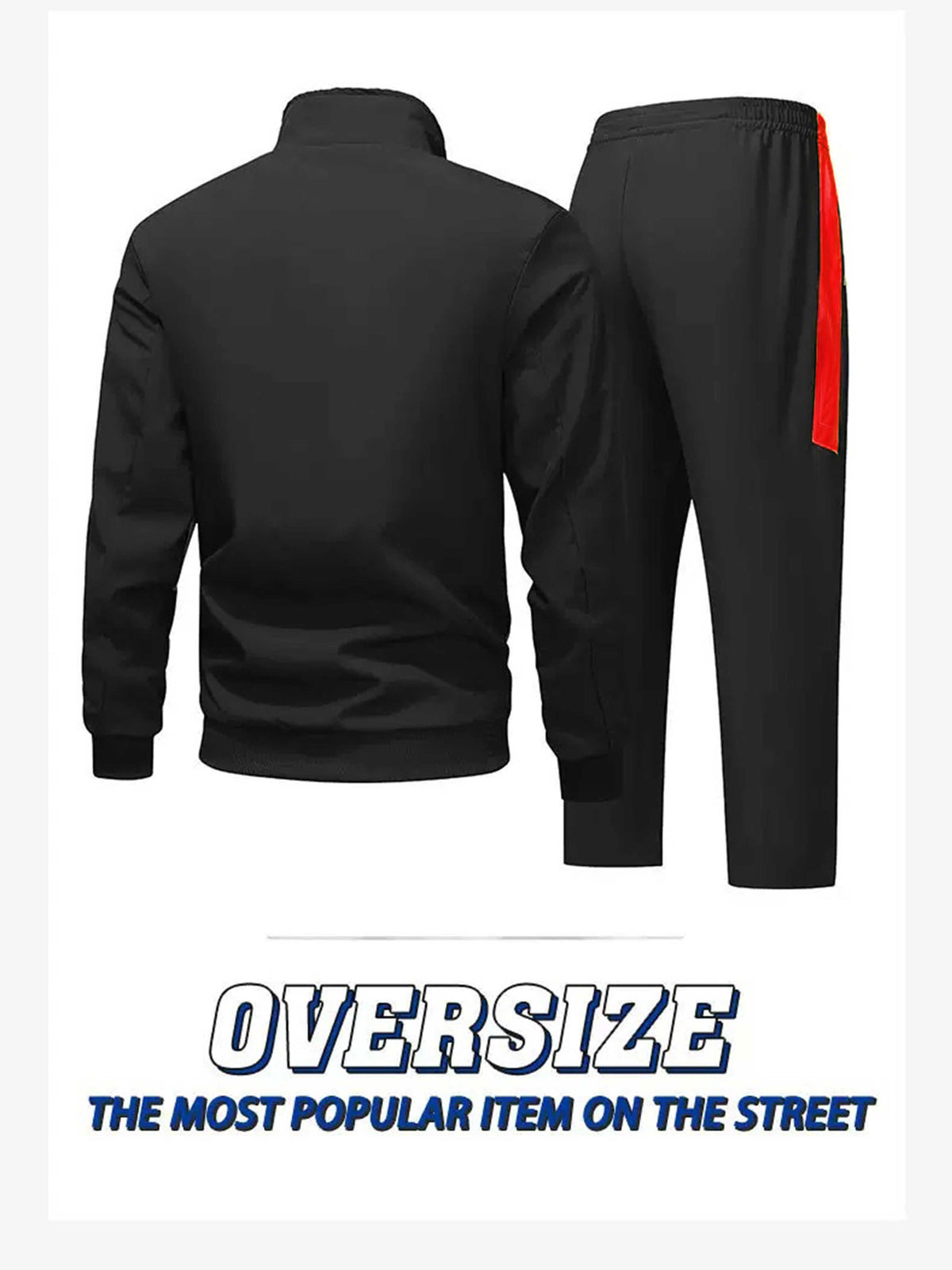 Men's Polyester Zipper Jacket & Sports Trousers Set for Fall/Winter