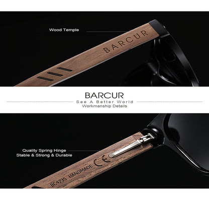 Men's Casual Polarized Black Walnut Sunglasses with UV Protection