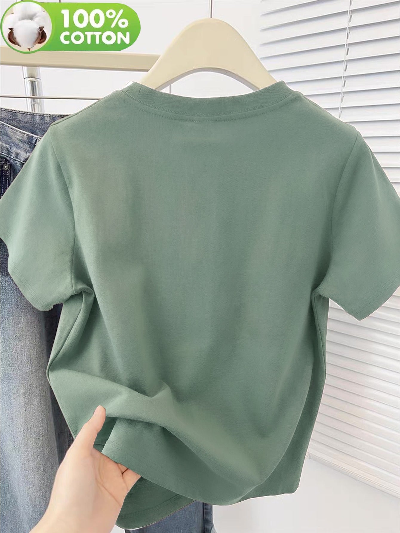Women's Cotton Short Sleeve T-Shirt with Heart Leopard Print