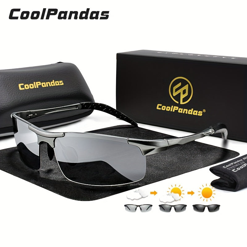 Men's Rimless Photochromic Polarized Magnesium Sunglasses
