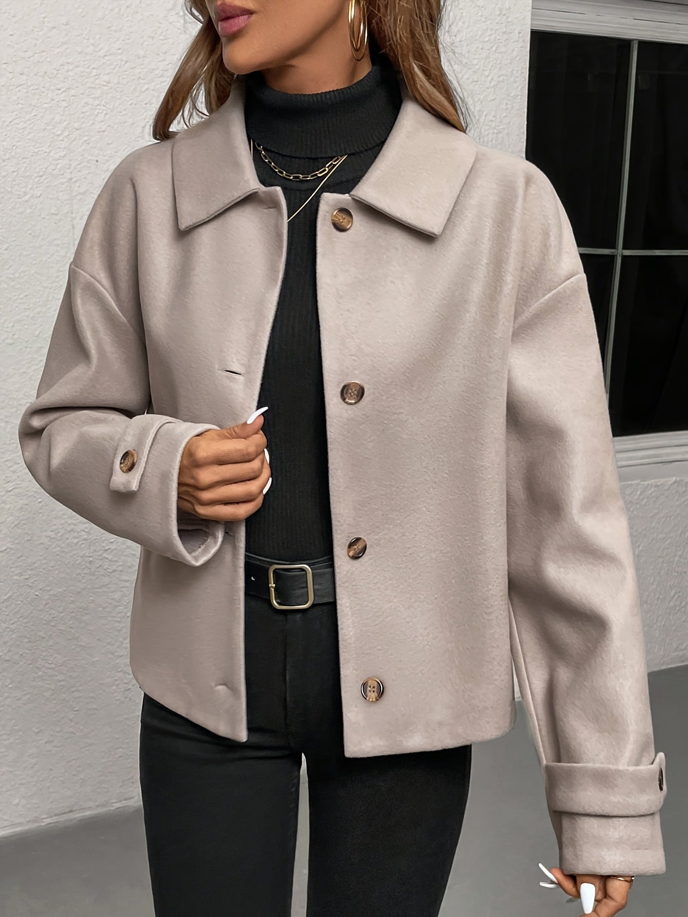 Women'S Burgundy Coat - Structured H-Silhouette Blazer, Button-Front Closure, Non-Stretch Fabric for Fall/Winter, Office, Party, Everyday Outfits - Chic Outerwear Jacket, Party Attire, Asymmetric Hemline, Elegant Design