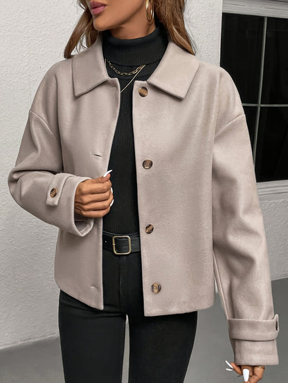 Women'S Burgundy Coat - Structured H-Silhouette Blazer, Button-Front Closure, Non-Stretch Fabric for Fall/Winter, Office, Party, Everyday Outfits - Chic Outerwear Jacket, Party Attire, Asymmetric Hemline, Elegant Design