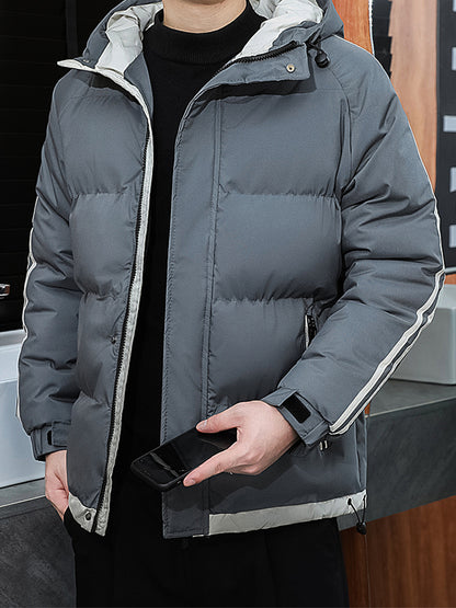 1 հատ տղամարդու ձմեռային բաճկոն գլխարկով, լցոնված վերարկու, սպիտակ և մուգ կանաչ, ոսկեգույն կայծակաճարմանդով, լվացվող մեքենայով, ամենօրյա, արտաքին հագուստի համար (ձյունակայուն, քամուց պաշտպանված) - սովորական, դահուկավազքի, ցրտի համար