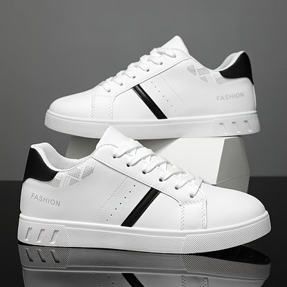 Versatile, Men's Fashion Color Block Skate Sneakers - Comfortable, Non-Slip & Breathable Lace-Up Shoes for All Seasons