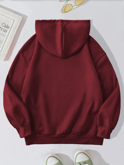 Women'S Cozy Fleece-Lined Hoodie with Heart & Butterfly Print - Long Sleeve, Warm Pullover for Fall & Winter, Machine Washable, Soft, Casual Outdoor Wear, & Camping, All-Season Comfort, Casual Winter Wear | Cozy Hoodie | Soft