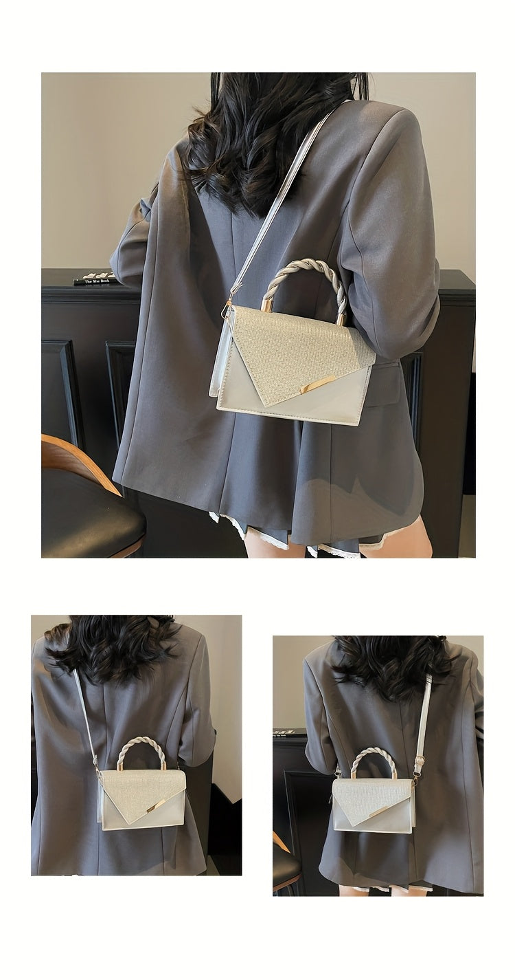 2025 թվականի նոր ամառային կանացի ձեռքի պայուսակ, մի ուսի վրա, մետաղական դեկորատիվ փոքր քառակուսի պայուսակ