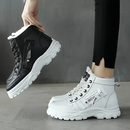 Women's Platform Ankle Boots, Trendy Plush Lined High Top Sneakers, Winter Warm Boots