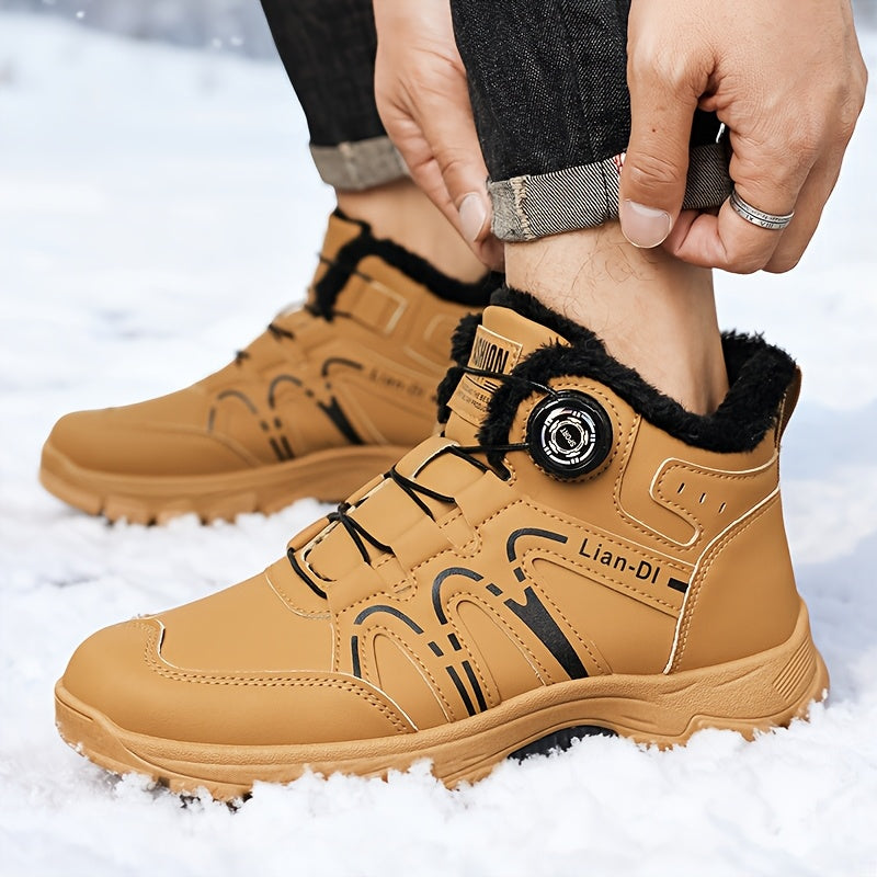 Men's Winter Warm Mid-Calf Boots with Upper & PVC Traction Outsole - Heavy-Duty Cold-Resistant Shoe for Snow, Ice, Slush - Cushioned Insole - Casual, Driving, Outdoor (Model 55017) - Ideal for /urban Use too