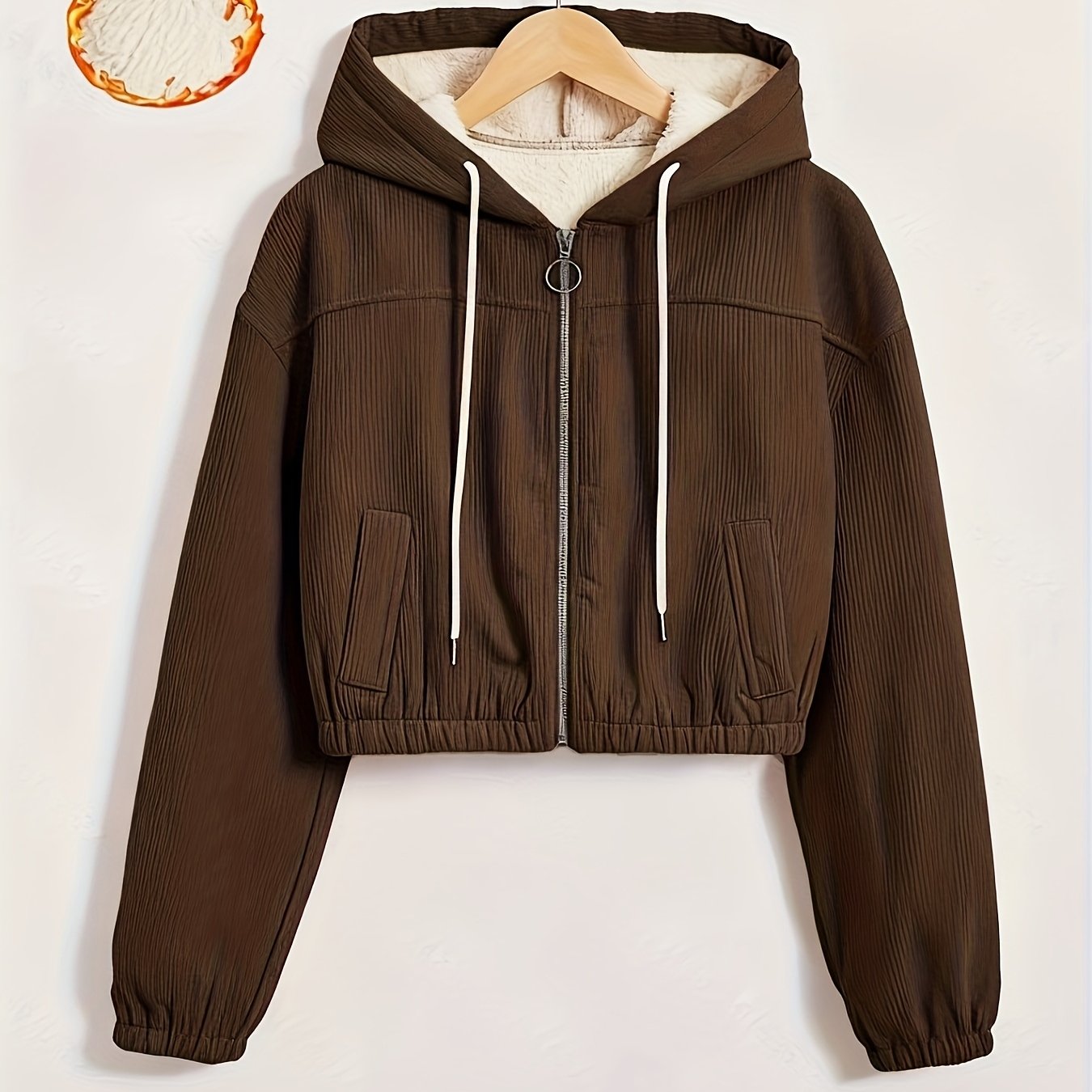 Կանացի սև գլխարկով բաճկոն՝ բրդյա աստառով - Ձմեռային վերարկու՝ ամբողջական կայծակաճարմանդով, առջևի ամբողջական կայծակաճարմանդով փակվող, կայծակաճարմանդով գրպաններ, լվացքի մեքենայով լվացվող արտաքին պատյան