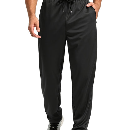 Men's Sports Pants With Drawstring And Zippered Pockets, Lightweight And Breathable Bottoms For Running/Casual Wear