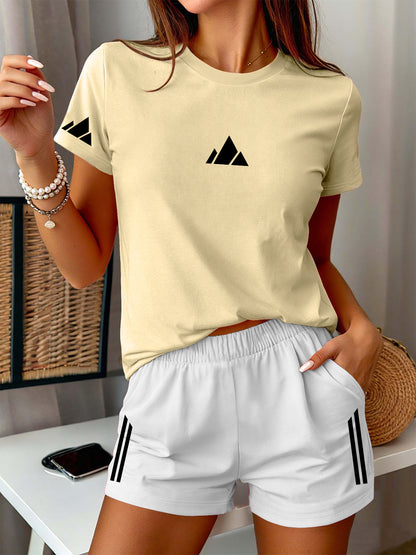 Women’s Casual Short Sleeve T-Shirt & Shorts Set for Spring Summer