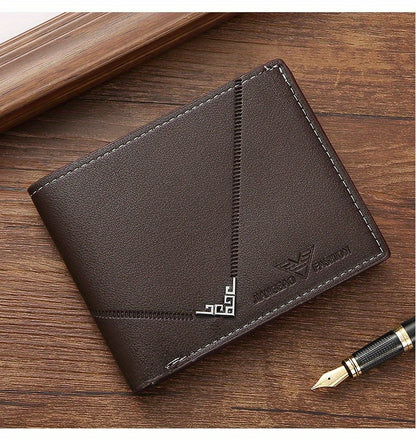 Men's Wallet Short Money Clip, Fashion Multi-card Lychee Pattern Horizontal Splicing PU Leather Clip Christmas Gift
