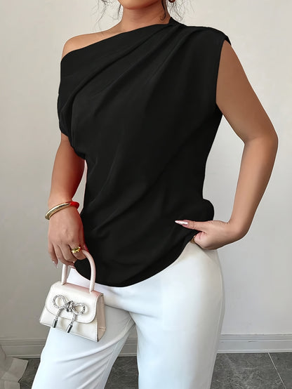 Elegant Off-Shoulder Asymmetrical Top for Spring and Fall