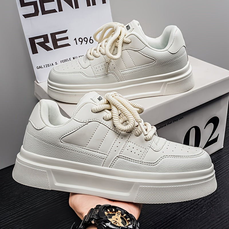 Men's Low-Top Sneakers - Sole & Outsole Suitable for Sports, Casual, Office Shoes | Minimalist Round Toe Lace-Up | - Versatile White Sneakers for Daily Wear & Workouts - ayq