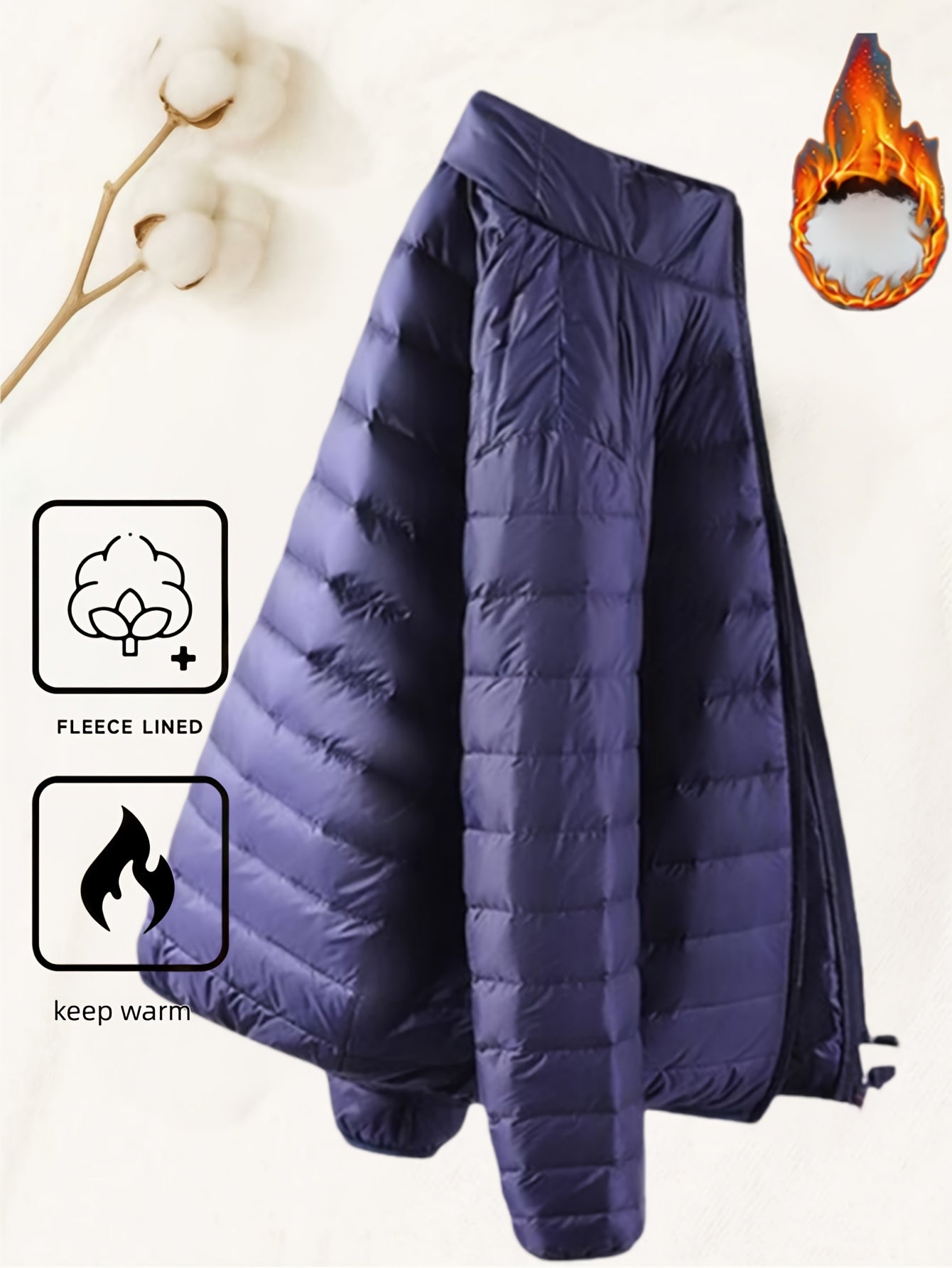 Men's Padded Coat - Men's Autumn/Winter Warm Outerwear - Men's Top - Men's Stand Collar Jacket - Men's Coat Jacket - Men's Warm Coat - Men's Overcoat - Men's Clothing - Men's Cold-Proof Coat - Autumn/Winter Coat, Solid Color, - ayq