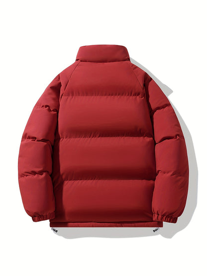 Տղամարդու երկկողմանի ձմեռային բաճկոն՝ հաստացված, կանգուն օձիքով, կայծակաճարմանդով և «MADEASURABLE» և «I CONUT» գրությամբ, սև և սպիտակ, սովորական չափսի՝ աշնանային և ձմռան համար, աշնանային վերնազգեստ, համարձակ գրություն, դիմացկուն գործվածք