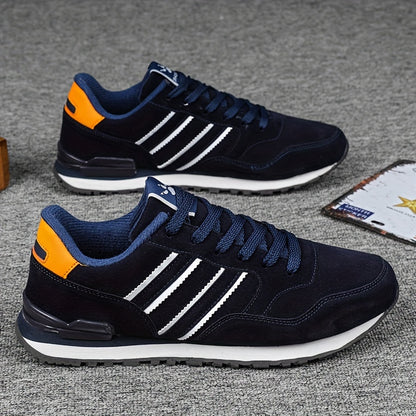 Men's Trendy Solid Old School Style Sneakers, Comfy Non Slip Casual Lace Up Shoes For Men's Outdoor Activities
