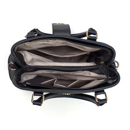 Women's 3-Piece Striped PU Handbag Set with Detachable Strap