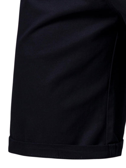 Men's Classic Fit Cotton Twill Flat Front Solid Chino Short With Slant Pockets And Elastic Waist