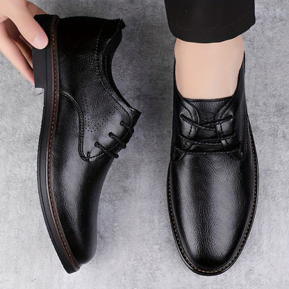 Men's Business Casual Brogue Lace-Up Shoes Cowhide Leather