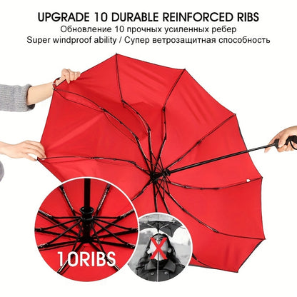 Automatic Open/Close, Windproof Tri-Fold Umbrella - Durable, Thickened Canopy for Enhanced Rain Protection, Ideal for Business Use, Automatic Folding Umbrella