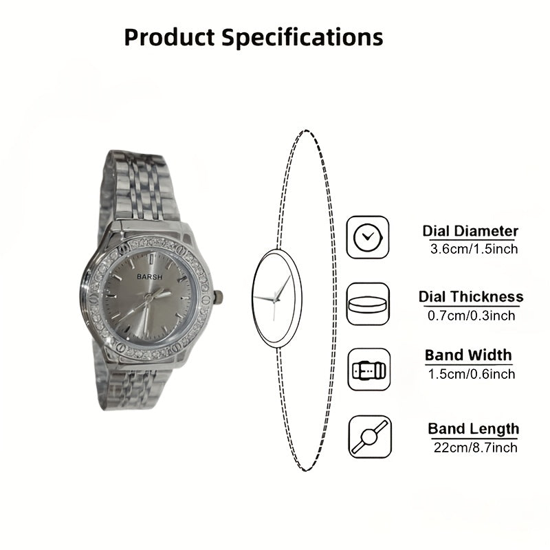 Women's Quartz Stainless Steel Casual Wrist Watch with World-Time