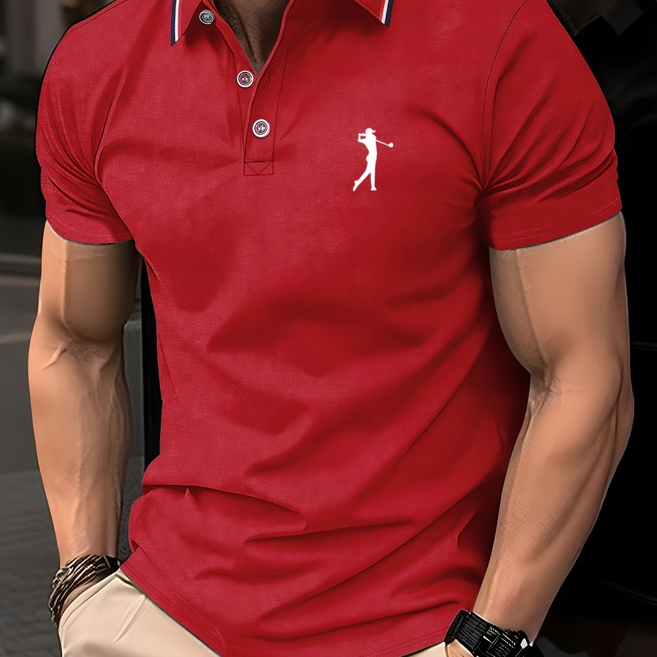 Golf Print Polo վերնաշապիկ, տղամարդու վերնաշապիկ, ամառային պատահական կարճաթև վերնաշապիկ