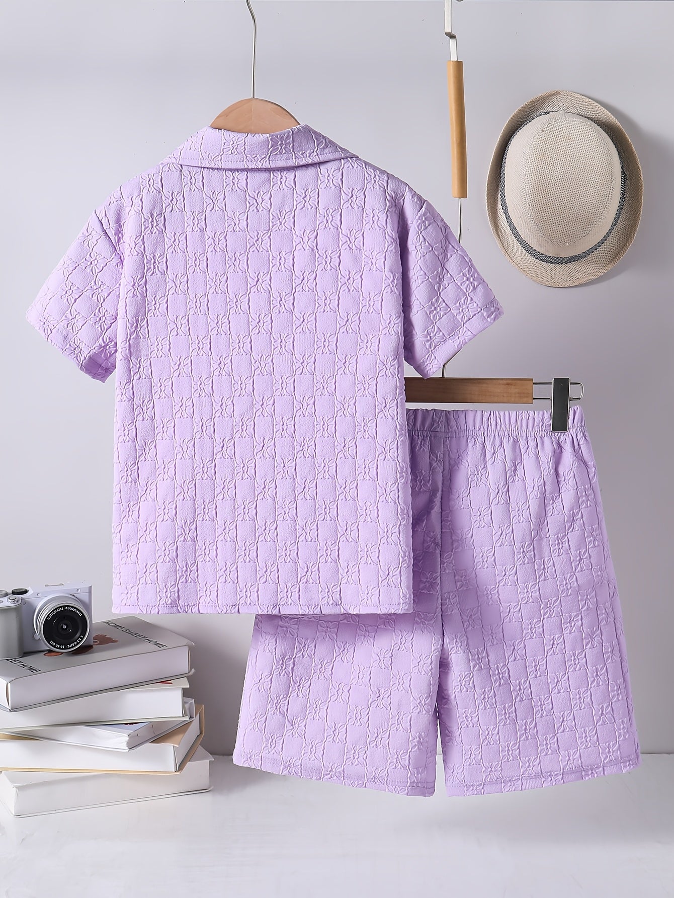 Boys Casual Short-Sleeve Shirt and Shorts Set for Summer