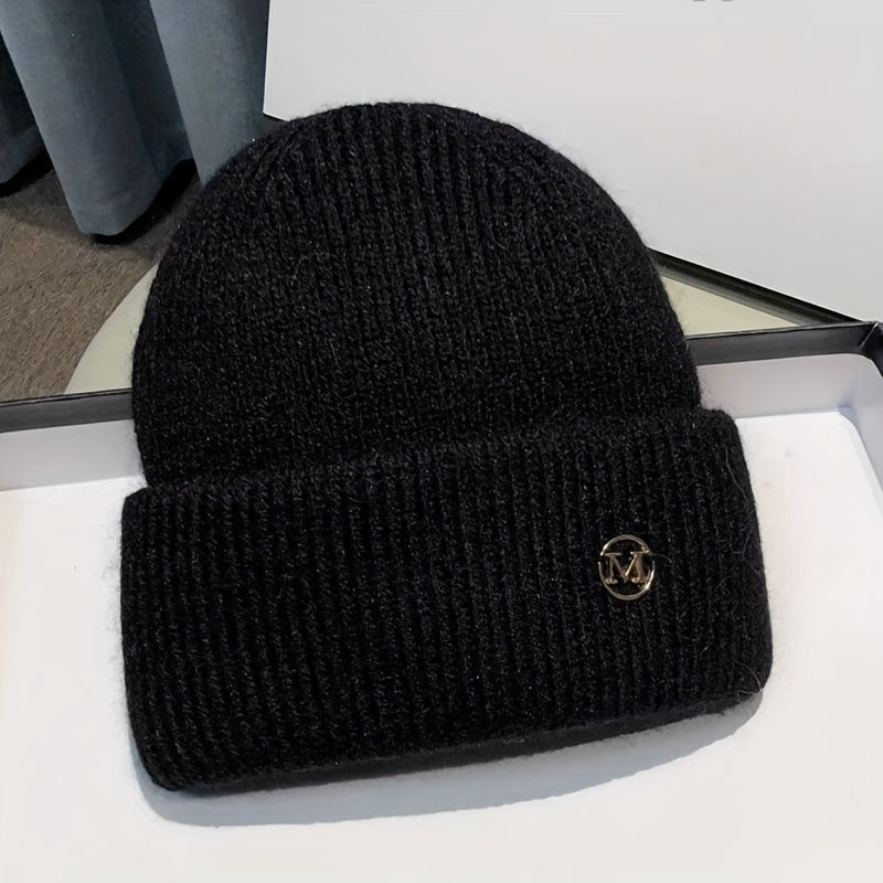 Women’s Warm Embroidered Acrylic Winter Hat, Thick Knit Cap
