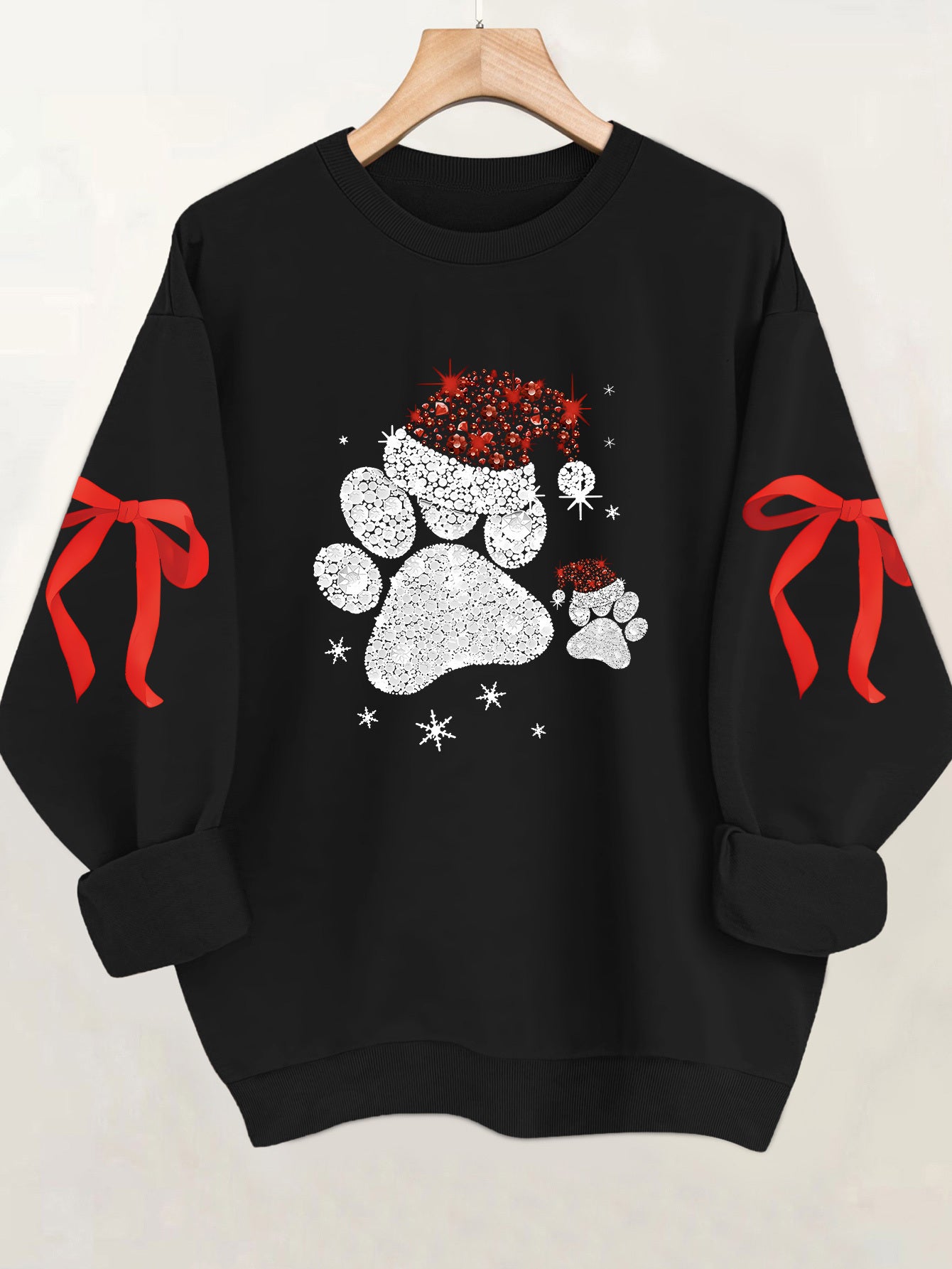 Women'S Glittery Snowman & Santa Hat Print Sweater - Winter Warmth with Red & Snowflakes, Round Neck Casual Sweater for Fall & Winter, Cozy Holiday Outfit For Christmas & New Year's, Christmas Sweater, Seasonal Fashion, Festi