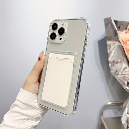 Transparent Simple Clear Card Slot Bag Phone Case Soft Cover, for iPhone 16 15 14 13 12 11 Pro Plus Pro Max X Xs Max Xr 7 8 Mini, for iPhone Users - Suitable for Everyday Use