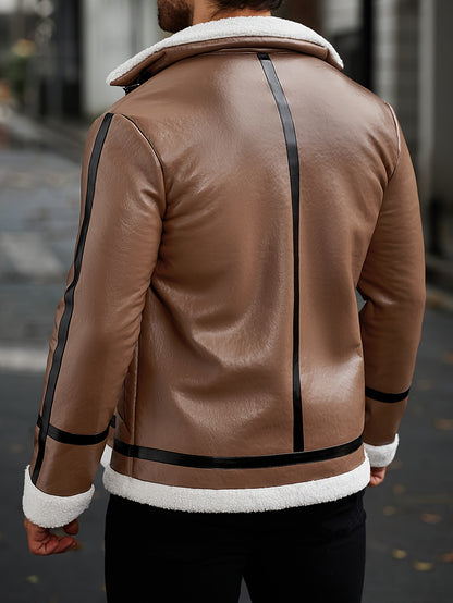 Men's Heavyweight Winter Jacket with Collar & - Brown/Black Casual Coat, Zippered Pocket, Regular Fit Outerwear for Cold Weather, Versatile Day-to-Night Outerwear, Casual Winter Jacket Men, Winter Jackets For Men, Winter Coat