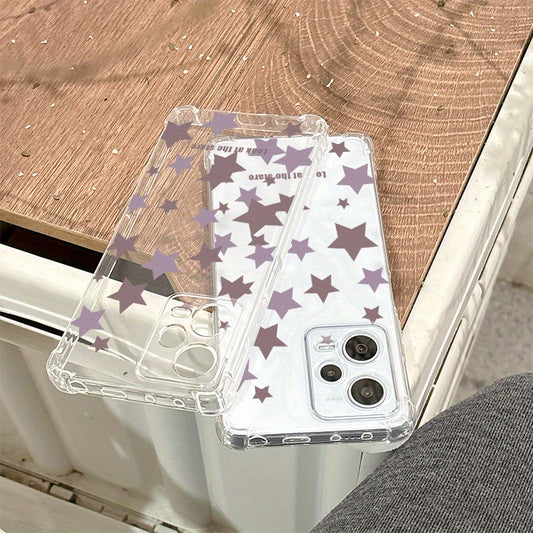 Purple Five-pointed Star This high-quality TPU transparent protective case for OPPO Realme 13PLUS 12PRO 11 10pro+ 9 Narzo N30 N50 N70 all-inclusive soft protective cover for REALME GT NEO3 C67 C63 C55 C35 C33 C31 C25Y Simple