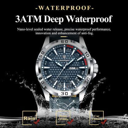 Men's Quartz Watch with PU Leather Strap, Casual Elegant Style