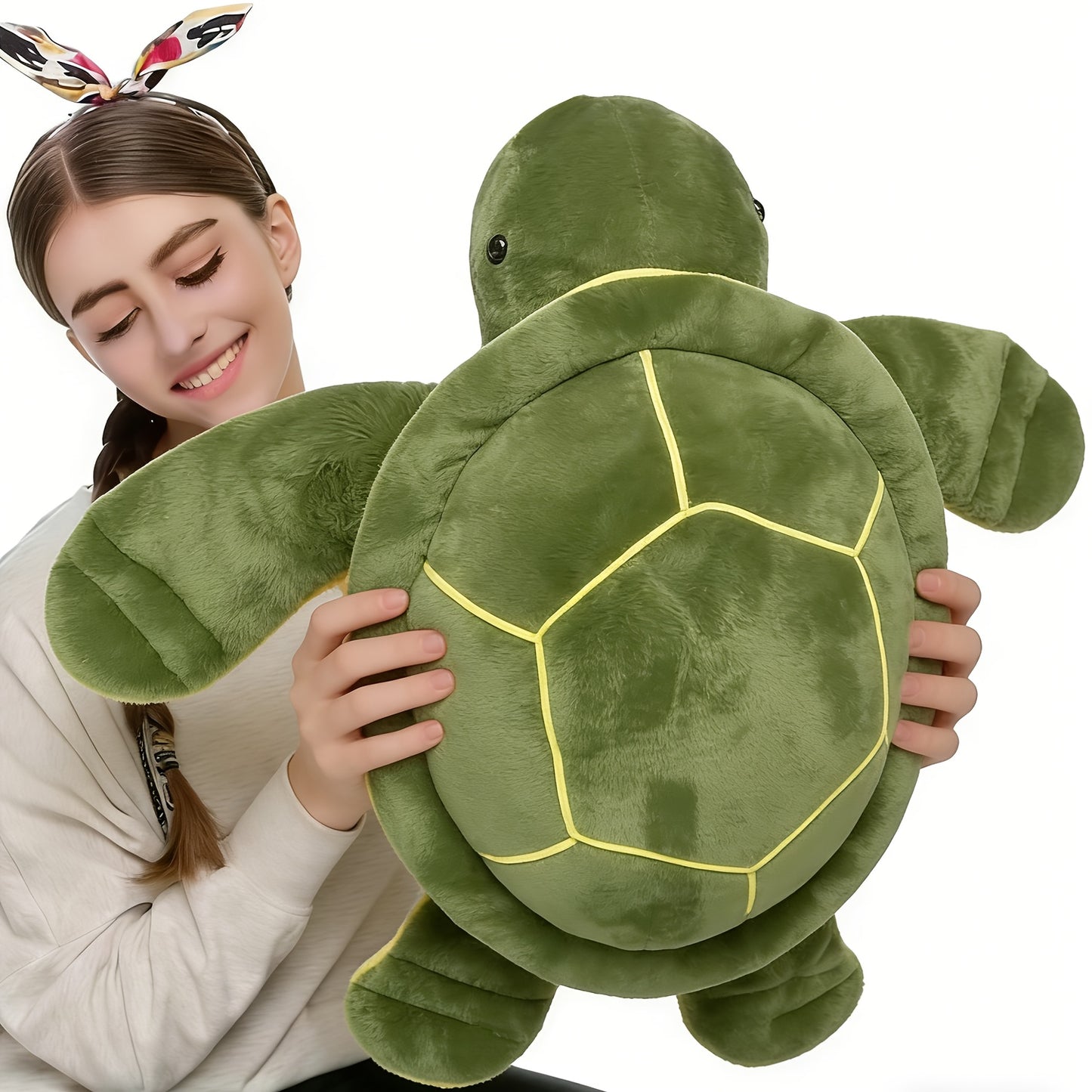 Cuddly Sea Turtle Plush Toy with Big Eyes - Soft Polyester Stuffed Animal in Assorted Greens, Perfect for Youngsters & Girlfriends