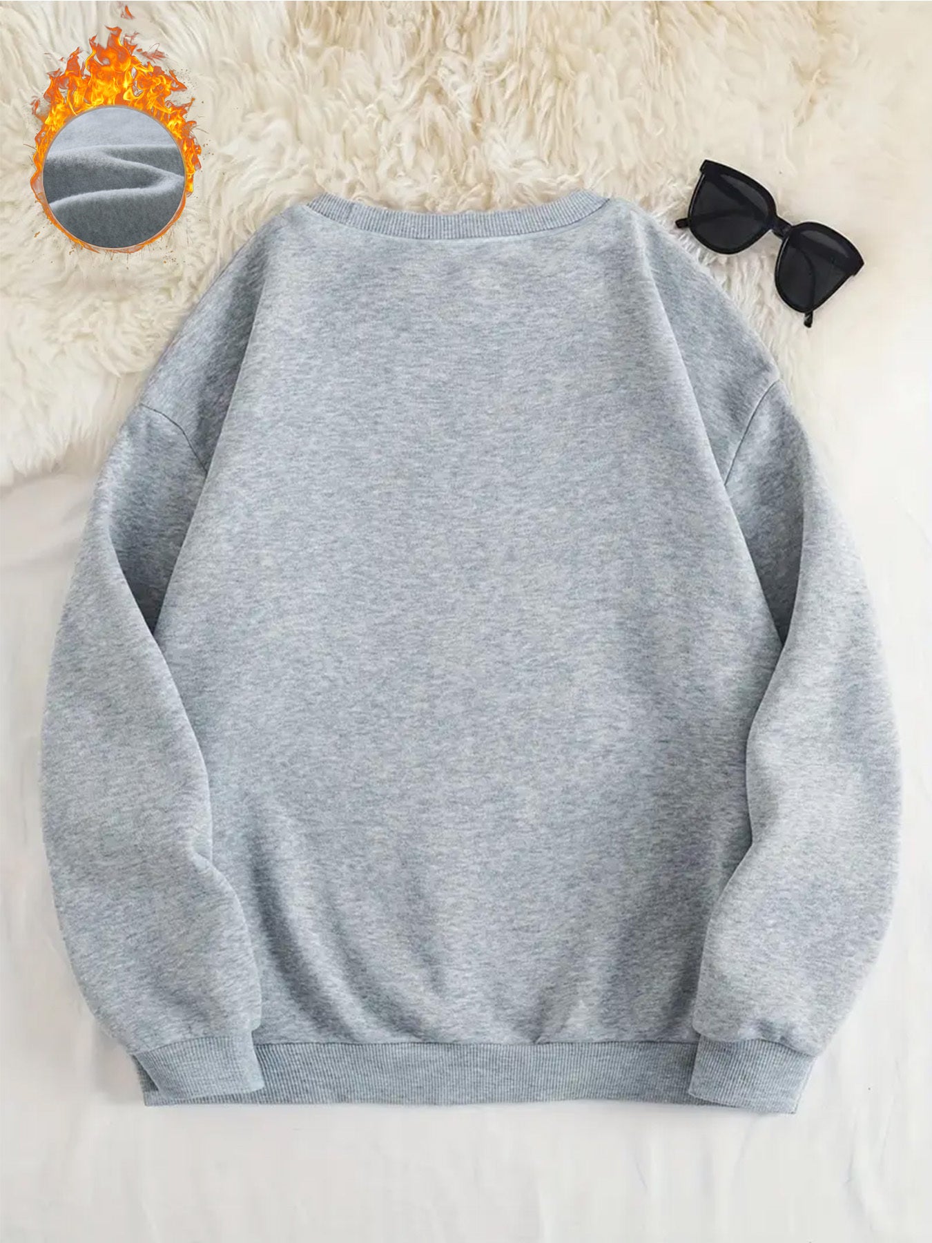 -Lined Women's Crewneck Pullover, Casual Printed Versatile Sweatshirt, Multiple Colors Available