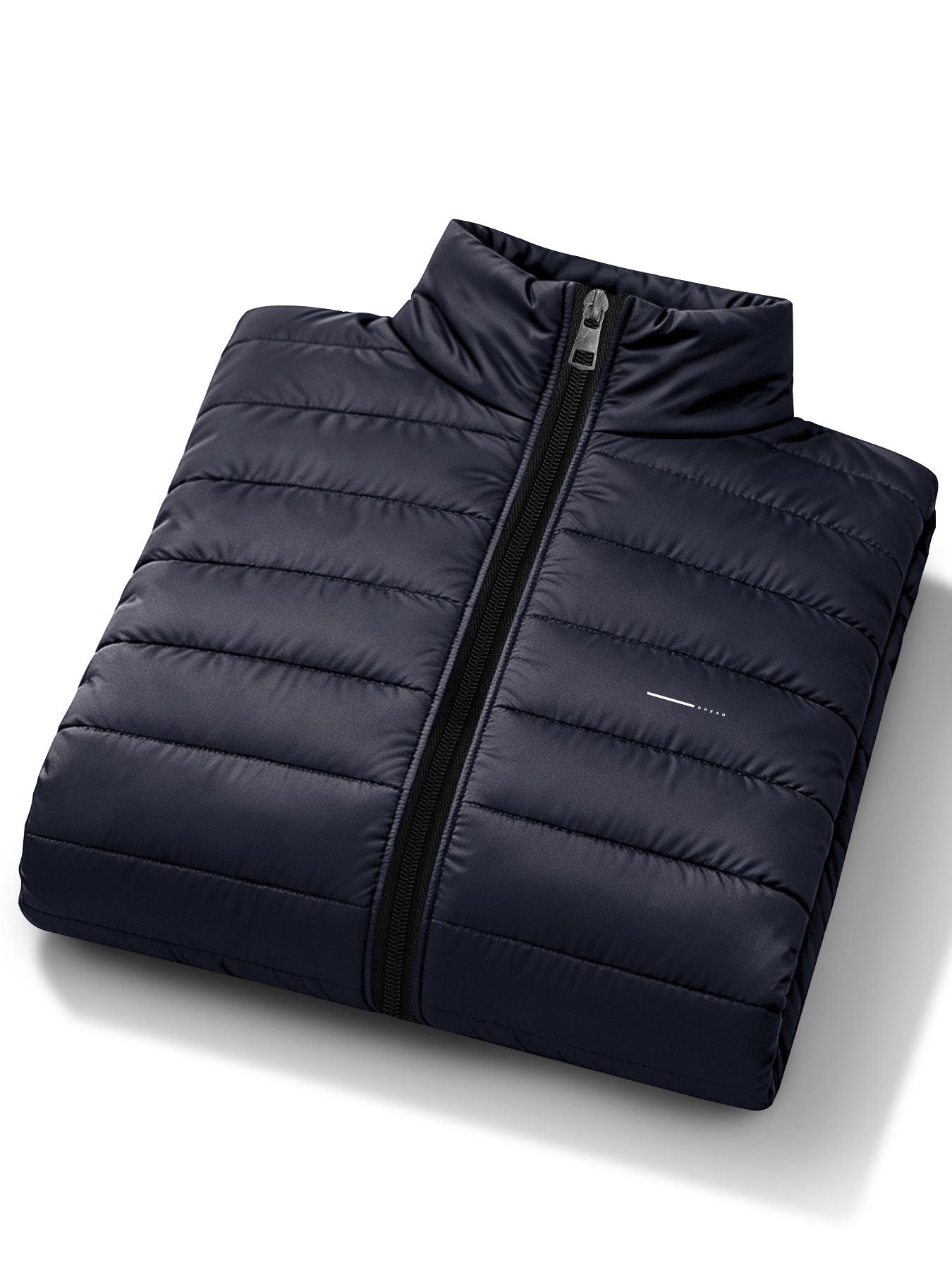 Men's Stand Collar Padded Coat with Zipper Pockets for Fall-Winter