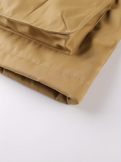 Men'S Winter Fleece-Lined Military-Style Jacket - Thickened Zip-Up Coat with Large Pockets, Olive Green Casual Winter Coat for Outdoor Activities, Winter Coats, Durable Fabric Coat