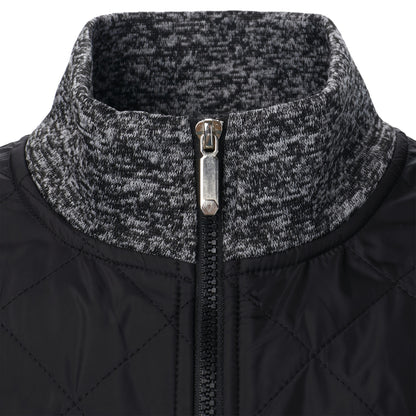 Men's Blocking Quilted Jacket For Spring And Autumn, Casual Stylish Outdoor Stand Collar Coat As Gift