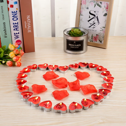 12/50/150/300pcs Heart-Shaped Candles - Red & Golden Glow, Long-Lasting Burn Time, Perfect for Valentine'S Day, Wedding, Birthday, Christmas, Halloween, Thanksgiving Decorations - Bulk Candle Set, Candles For Wedding, Holiday