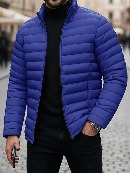 Men's Quilted Stand Collar Jacket for Autumn Winter