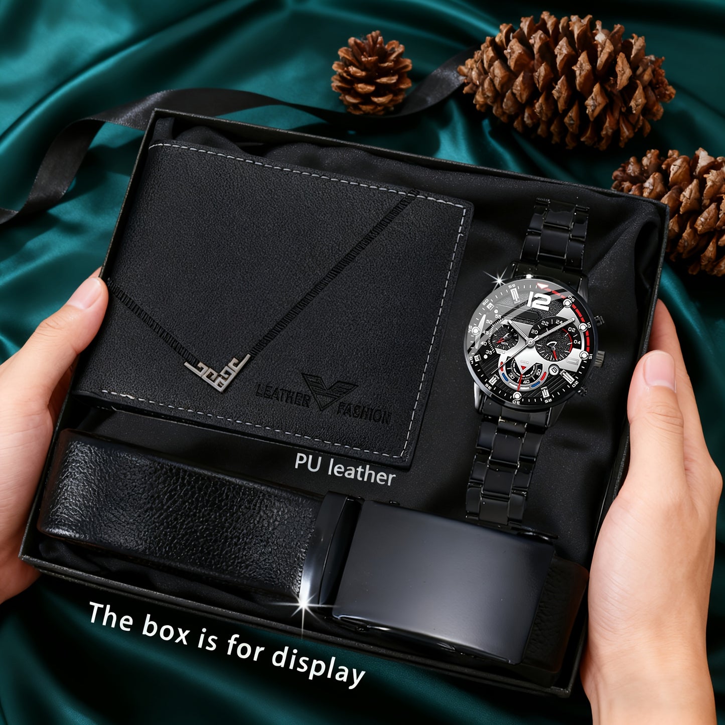 3 հատ տղամարդու ժամացույցի, գոտու, դրամապանակի հավաքածու | Նորաձև, գործնական, հանգստի, սպորտային, գեղեցիկ և նորաձև, հատուկ մշակված տղամարդկանց համար, առանց նվերի տուփի
