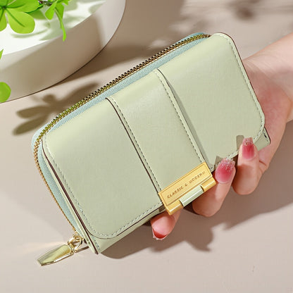 Women's Vintage PU Wallet - Long Wallet with Snap Closure & Zipper Coin Pocket, Credit Card Holder & Coin Purse, Nylon & Oil-Tanned for Everyday Use, Travel, - Women's Money Holder