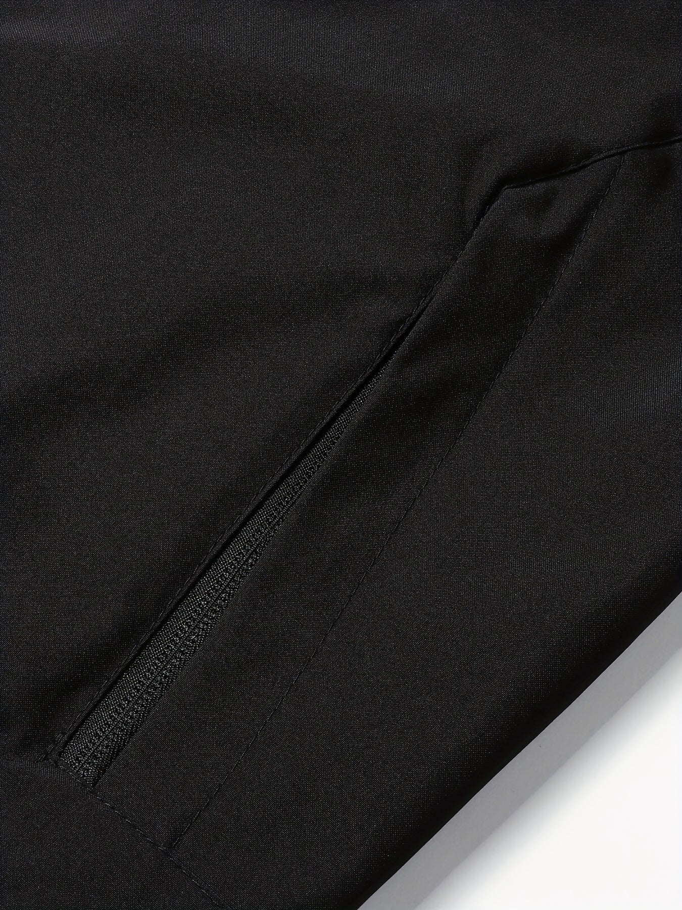 Men'S Stylish Black Hooded Windbreaker Jacket with Zipper Pockets - Casual, Loose Fit, Long Sleeve, Polyester Lining, Perfect for Spring and Fall, Casual Wear Jacket|Hooded Jacket|Zippered Jacke