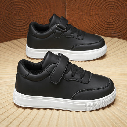 Kids Glossy PU Sports Shoes with Hook-and-Loop Closure
