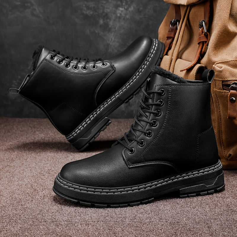 Men's Heavy-Duty Winter Boots with Thick Sole &  Upper - Zipper/Closure for Hiking, Ice Traction PVC Outsole, Round Toe s for Outdoor,, Snow (Compatible with warm inner liners) - Cold Weather Boots for