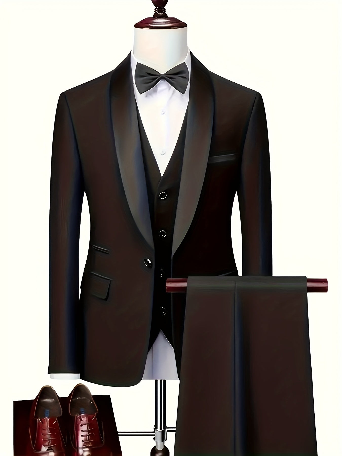 Men's Slim-Fit Notch Lapel 3-Piece Suit with Vest and Pants